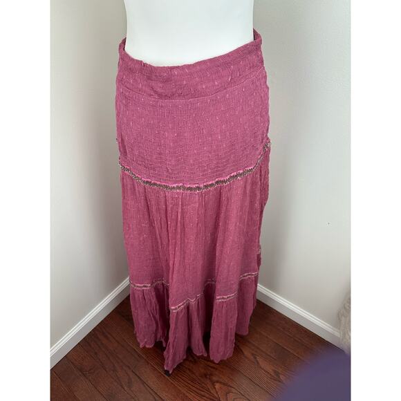 NWT Free People Ella Tiered Midi Skirt in Sugar Plum - Size 8 - Picture 9 of 10
